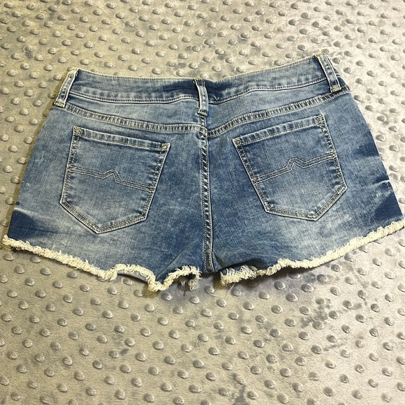 Arizona Light Blue aztec trim Distressed Denim Shorts 5 - Picture 2 of 8